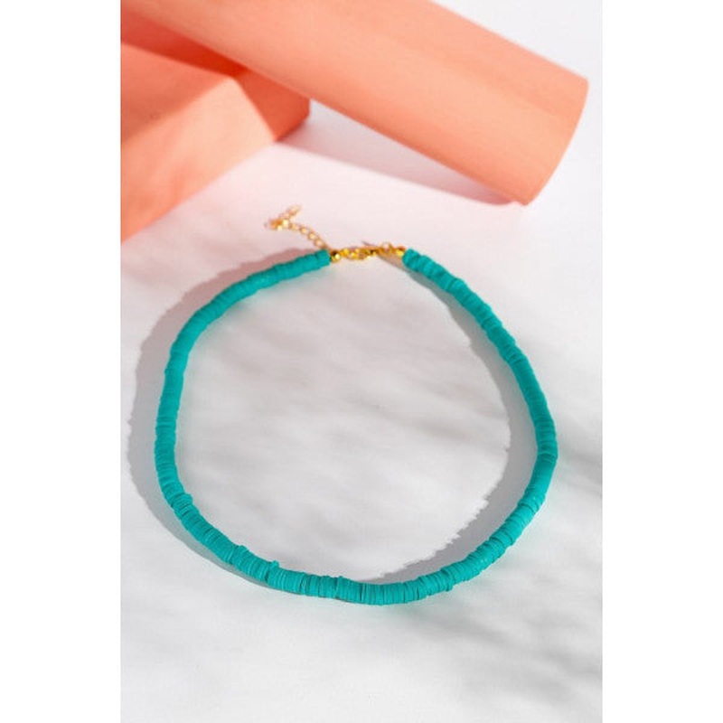 Petrol Color Bead Necklace, Choker Necklace