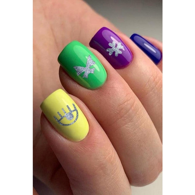 Silver Shape Metallic Nail Sticker, Nail Sticker, Nail Art