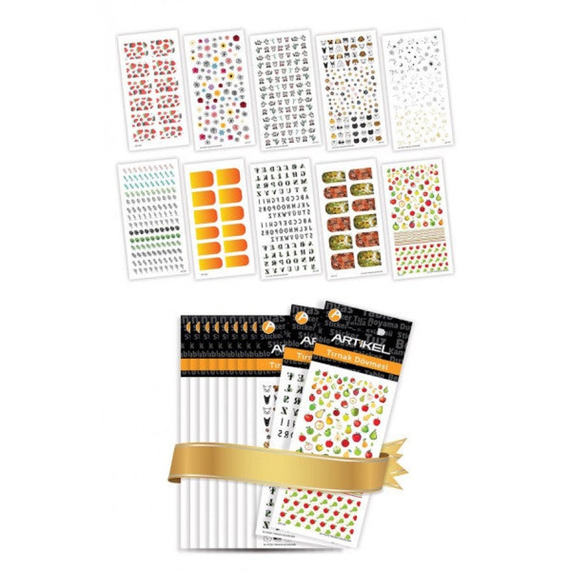 10 Piece Nail Tattoo Set -6, Nail Sticker Set, Nail Art, Tattoo Art-584