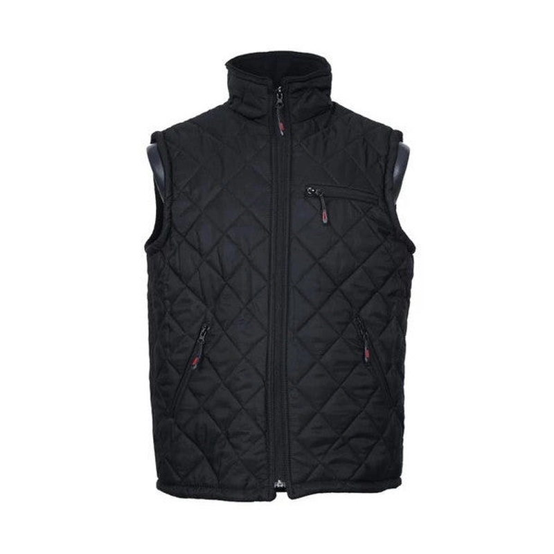 Black Color Diamond Stitched Sports Model Puffer Vest