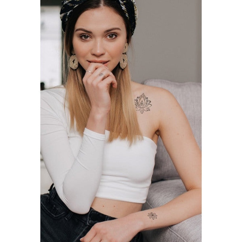 Lotus Temporary Tattoo, Body Tattoo, Arm Wrist Tattoo, Neck Tattoo