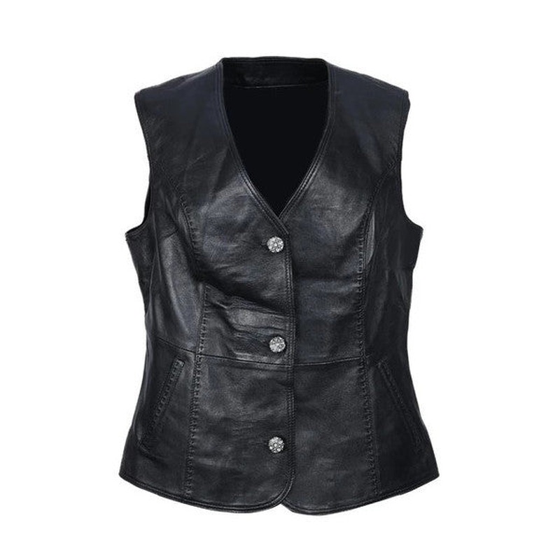 Women's Leather Vest Over Belt