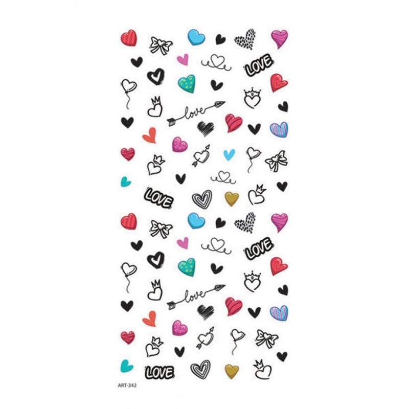 Colorful Hearts Nail Tattoo, Nail Art, Nail Sticker