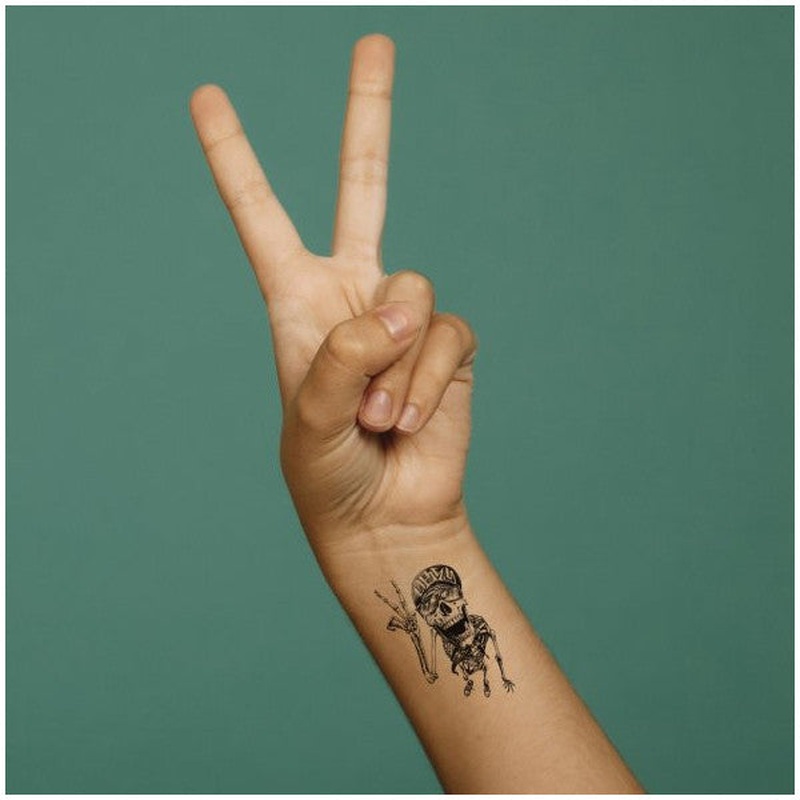 Skull-1 Temporary Tattoo, Temporary Tattoo 15.5X16Cm, Body Tattoo, Arm Wrist Tattoo, Neck Tattoo, Back Tattoo