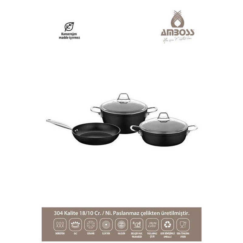 Titania 5 Piece Non-Stick Titanium Coated 24 Cm Pots And Pans Set