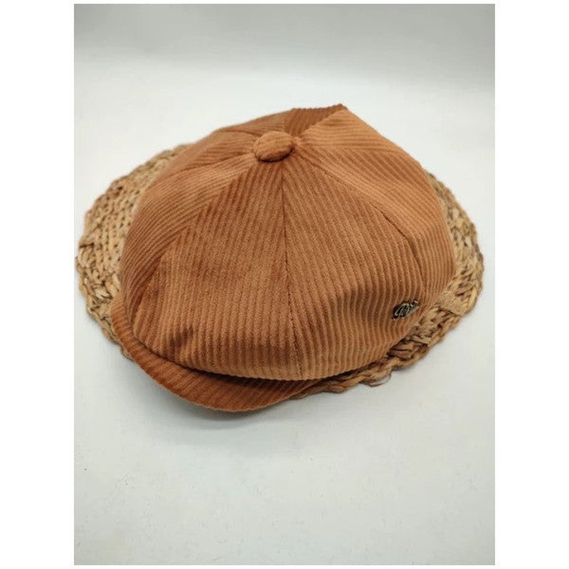 Velvet Fabric Classic Men's Cap Modern Style Tan Color