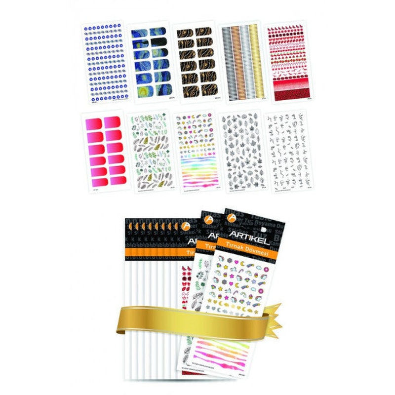 10 Piece Nail Tattoo Set -3, Nail Sticker Set, Nail Art, Tattoo Art-581