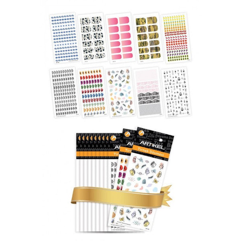 10 Piece Nail Tattoo Set -2, Nail Sticker Set, Nail Art, Tattoo Art-580