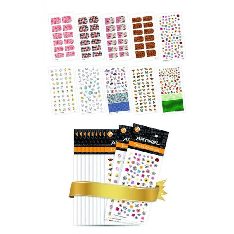 10 Piece Nail Tattoo Set -4, Nail Sticker Set, Nail Art, Tattoo Art-582