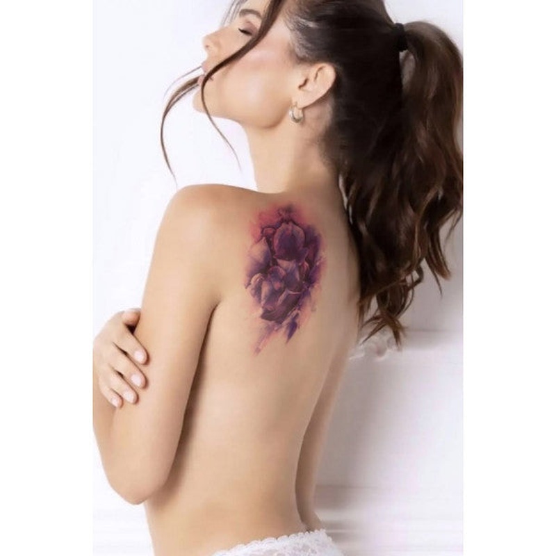 Purple Flower Temporary Tattoo, Body Tattoo, Arm Wrist Tattoo, Neck Tattoo