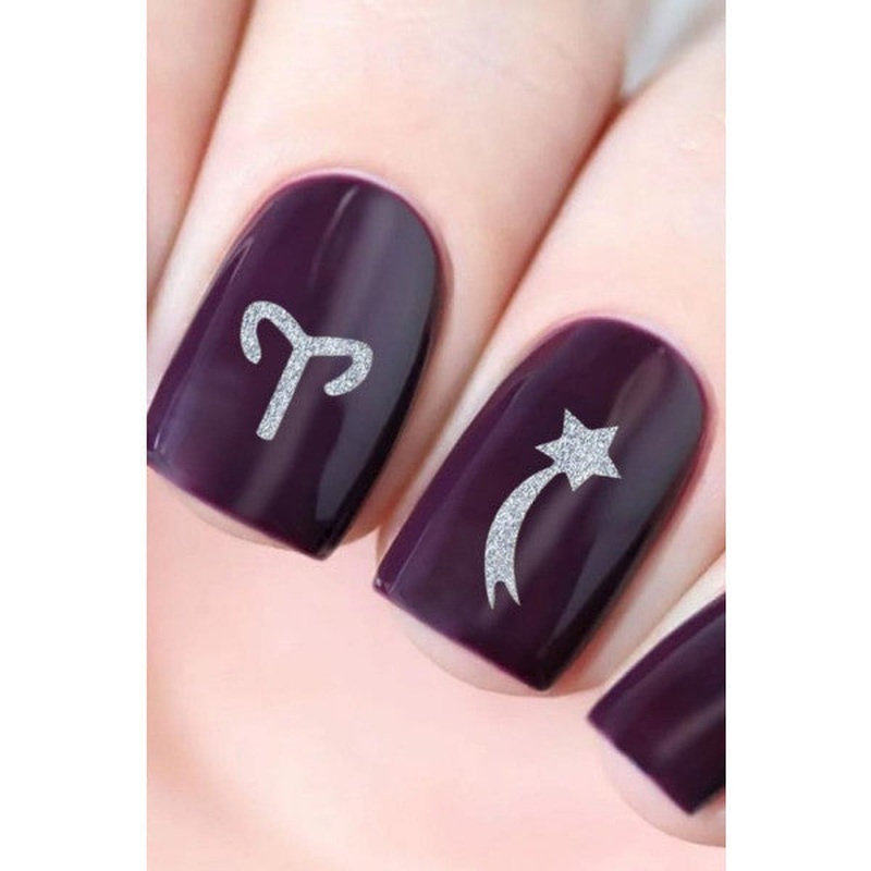 Silver Zodiac Signs Metallic Nail Sticker, Nail Sticker, Nail Art