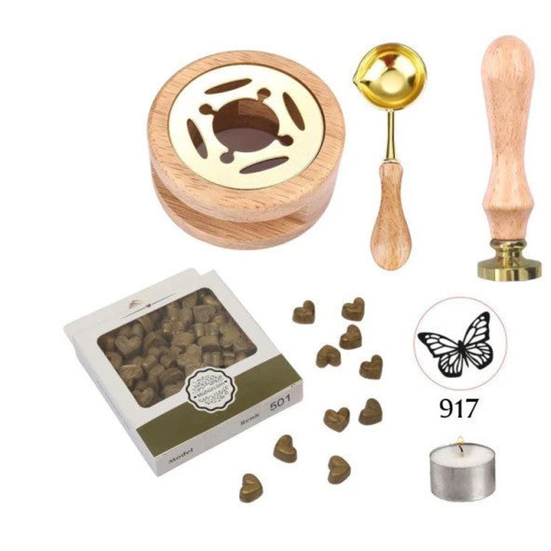 Invitation Wax Seal Application Set Wood Color 917 Butterfly