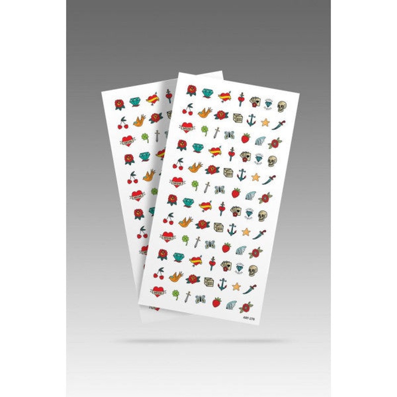 2 Old School Nail Tattoo, Nail Art, Nail Sticker