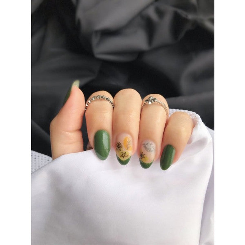 2 Piece Silhouette Nail Tattoo, Nail Sticker, Nail Art