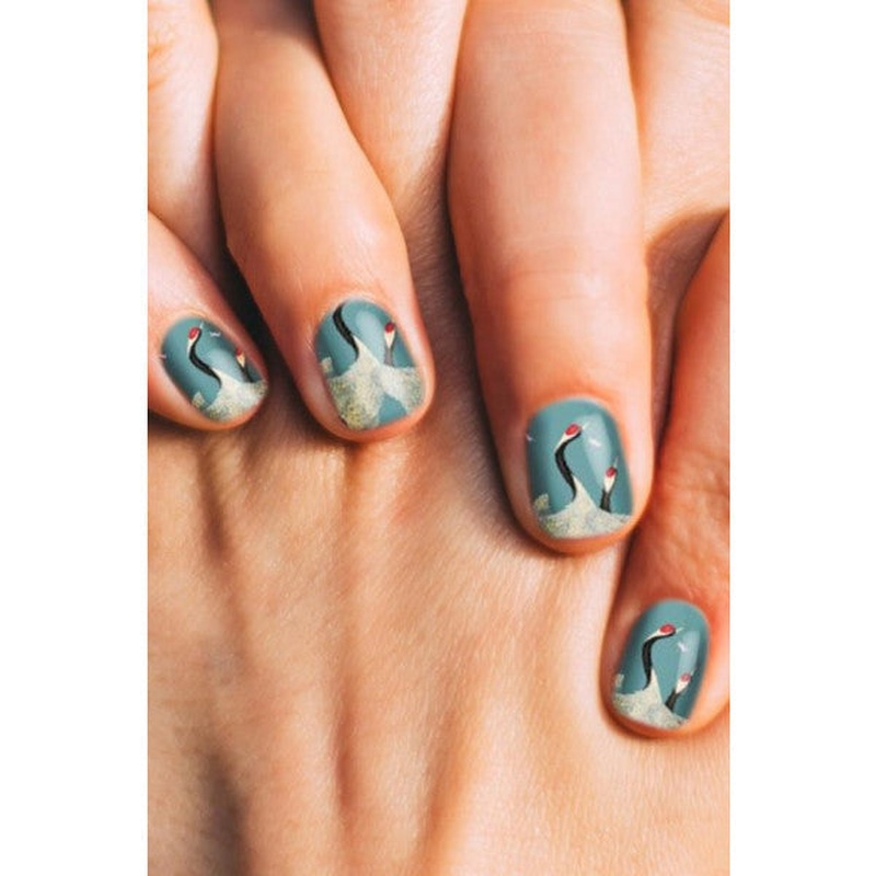 Blue Swan Pattern Nail Tattoo,nail Art,nail Sticker