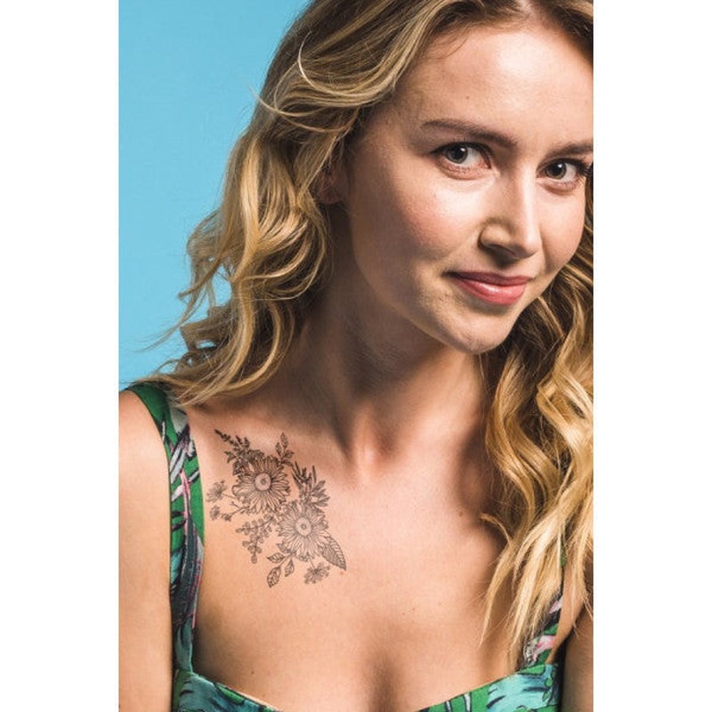Flowers-4 Temporary Tattoo, Body Tattoo, Arm Wrist Tattoo, Neck Tattoo, Back Tattoo