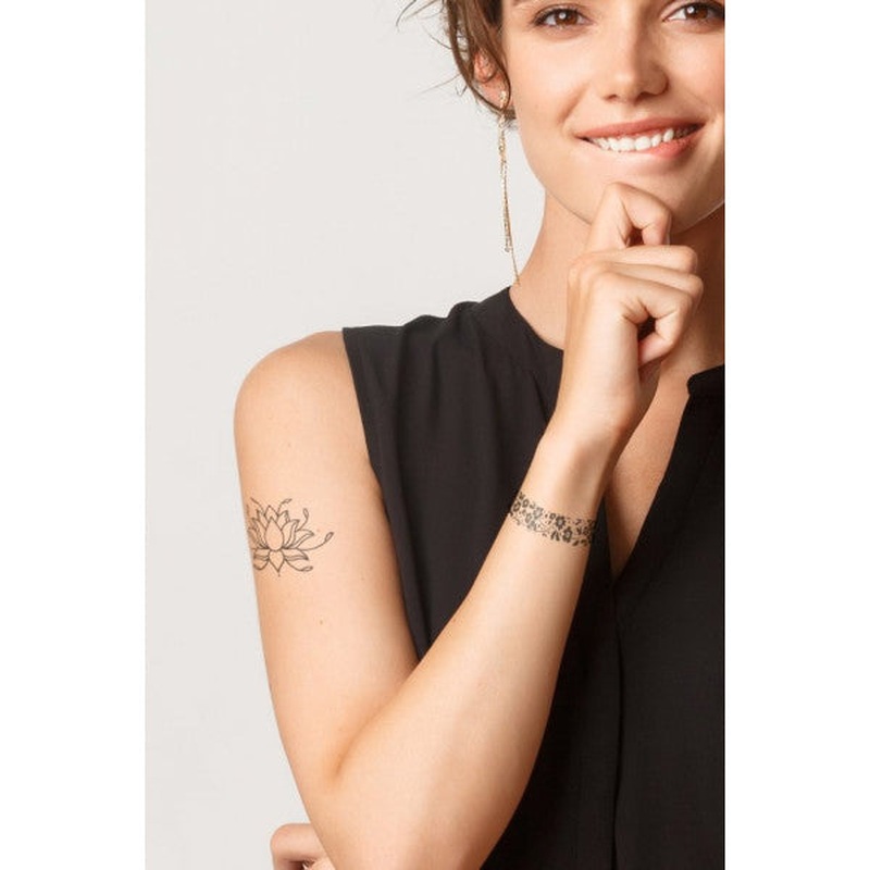 Lotus -2 Temporary Tattoo, Body Tattoo, Arm Wrist Tattoo, Neck Tattoo, Back Tattoo