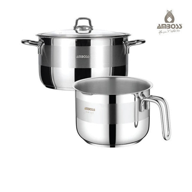 Amboss 3 Piece Saphire Stainless Steel Deep Pot & Creamer Set