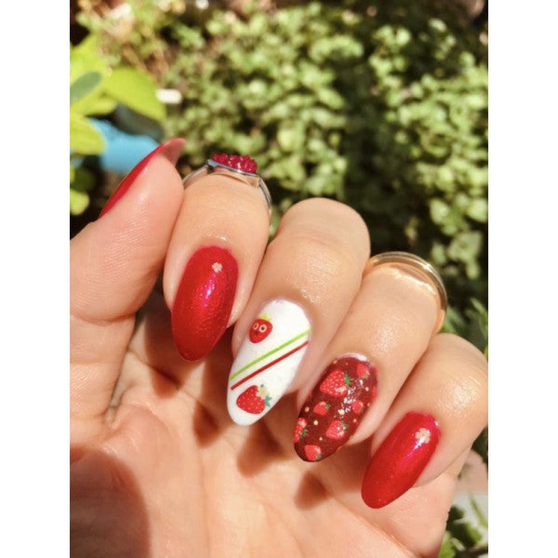 Mini Strawberries Nail Tattoo, Nail Tattoo, Nail Art, Nail Sticker