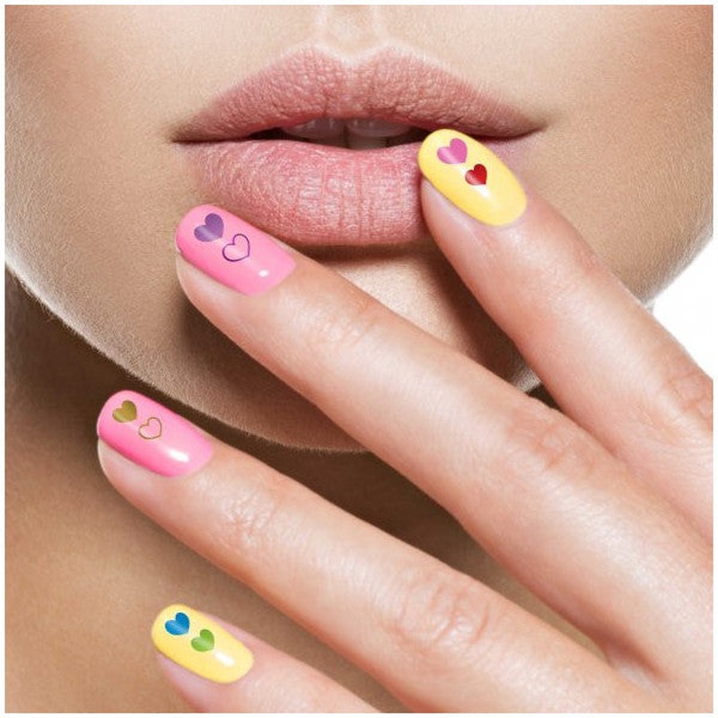 2 Hearts Nail Tattoo, Nail Sticker, Nail Art