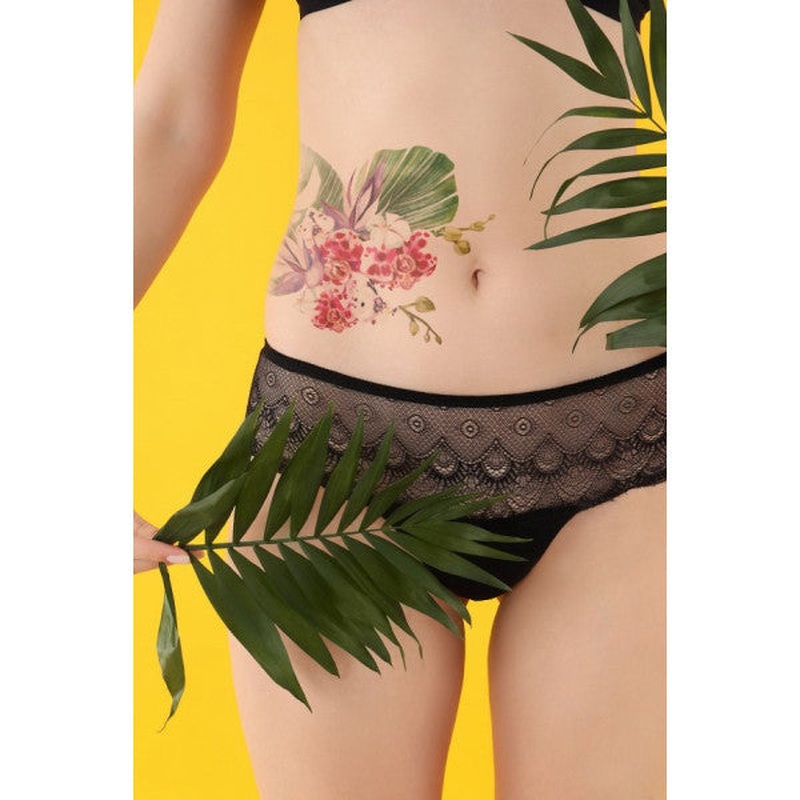 Flowers-2 Temporary Tattoo, Body Tattoo, Arm Wrist Tattoo, Neck Tattoo, Back Tattoo