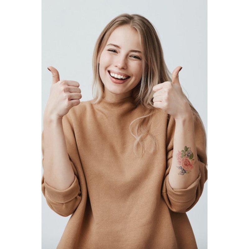 Rose And Butterfly Temporary Tattoo, Body Tattoo, Arm Wrist Tattoo, Neck Tattoo, Back Tattoo