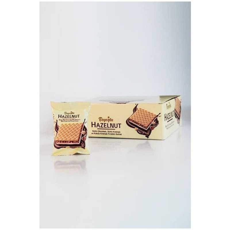 Beyolu Hazelnut Bottom Chocolate Covered Hazelnut Square Wafer 30 Gr*24 Pieces