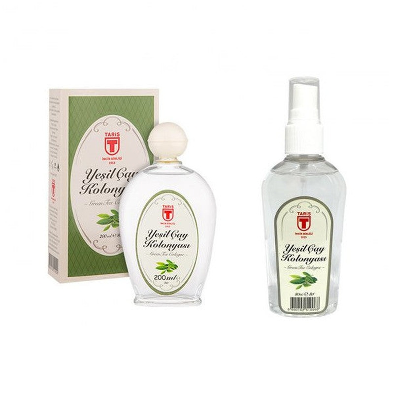 Tari Glass Bottle Green Tea Cologne 200 Ml And Spray Green Tea Cologne 80 Ml Set