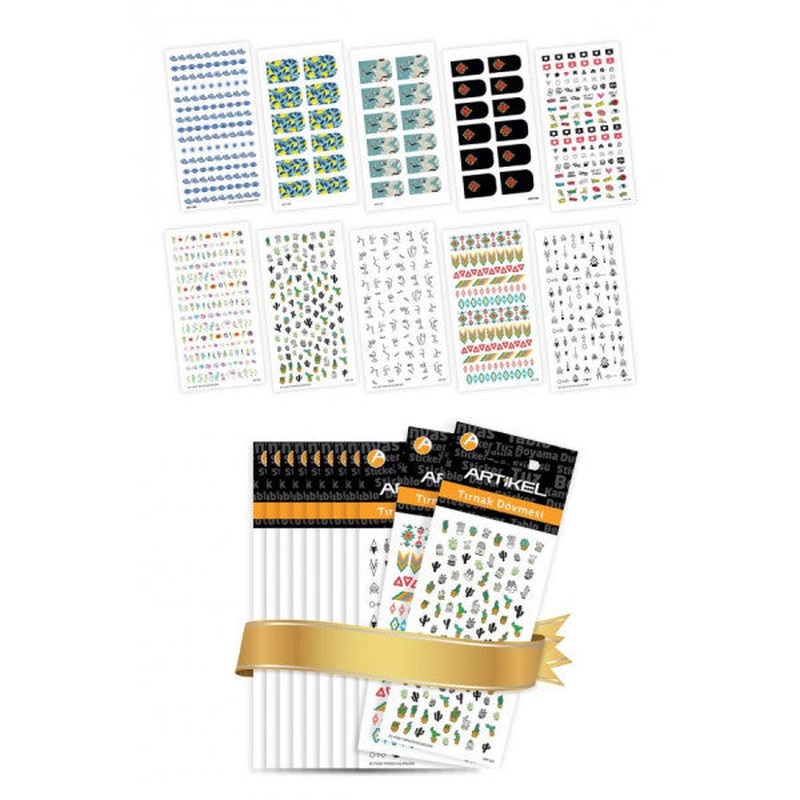 10 Piece Nail Tattoo Set -1, Nail Sticker Set, Nail Art, Tattoo Art-579