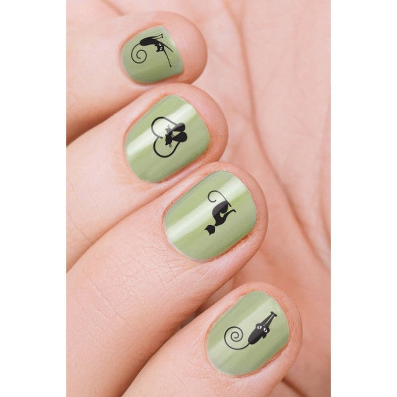 Cat Nail Tattoo, Nail Tattoo, Nail Art, Nail Sticker