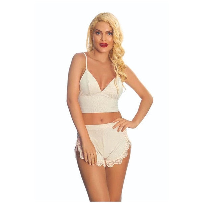 Sistina Women's Ecru Athlete Shorts Set 319