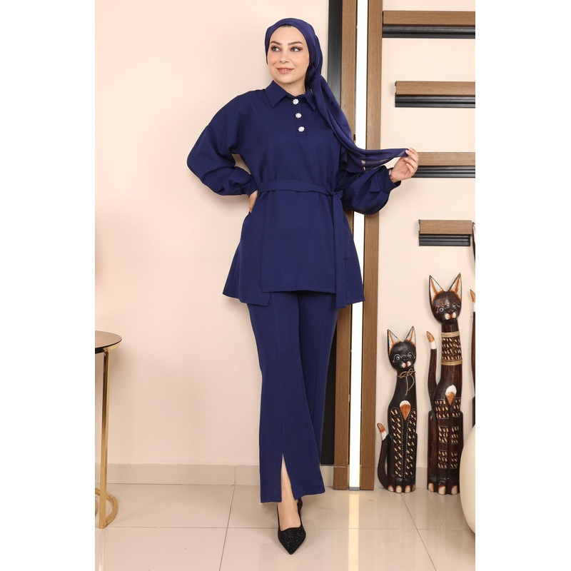 Slit Suit Indigo Msw19129-2