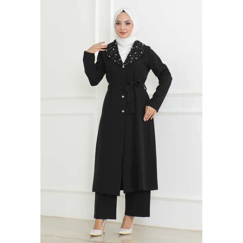 Pearl Detailed Suit Black Msw19216-1