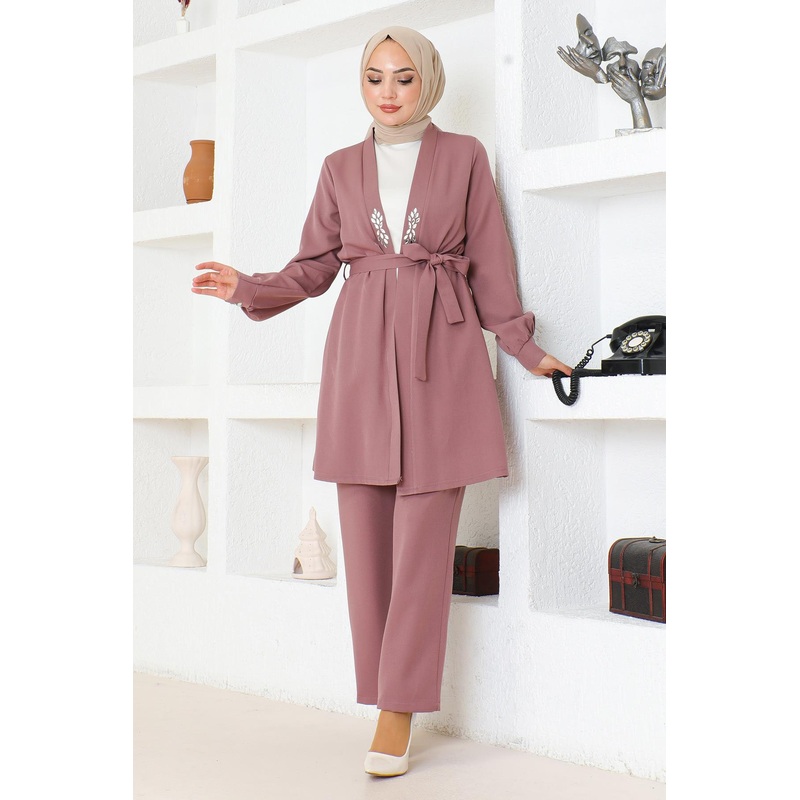 Stone Detailed Set Dusty Rose Msw19203-3