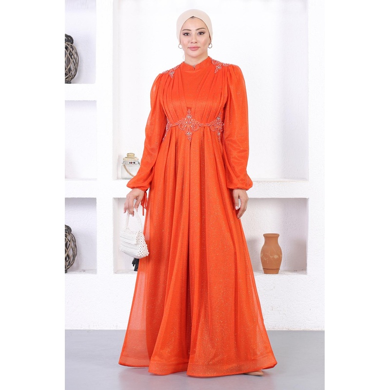 Pearly Lace Glittery Evening Dress Tile 12252