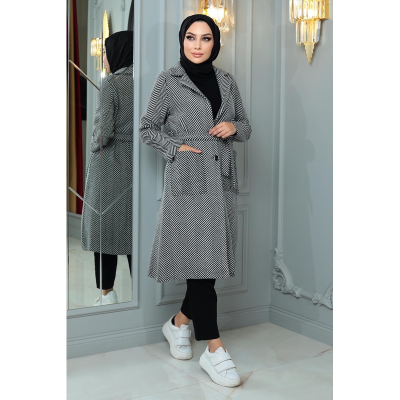 Pocketed Cashmere Coat Black 19163