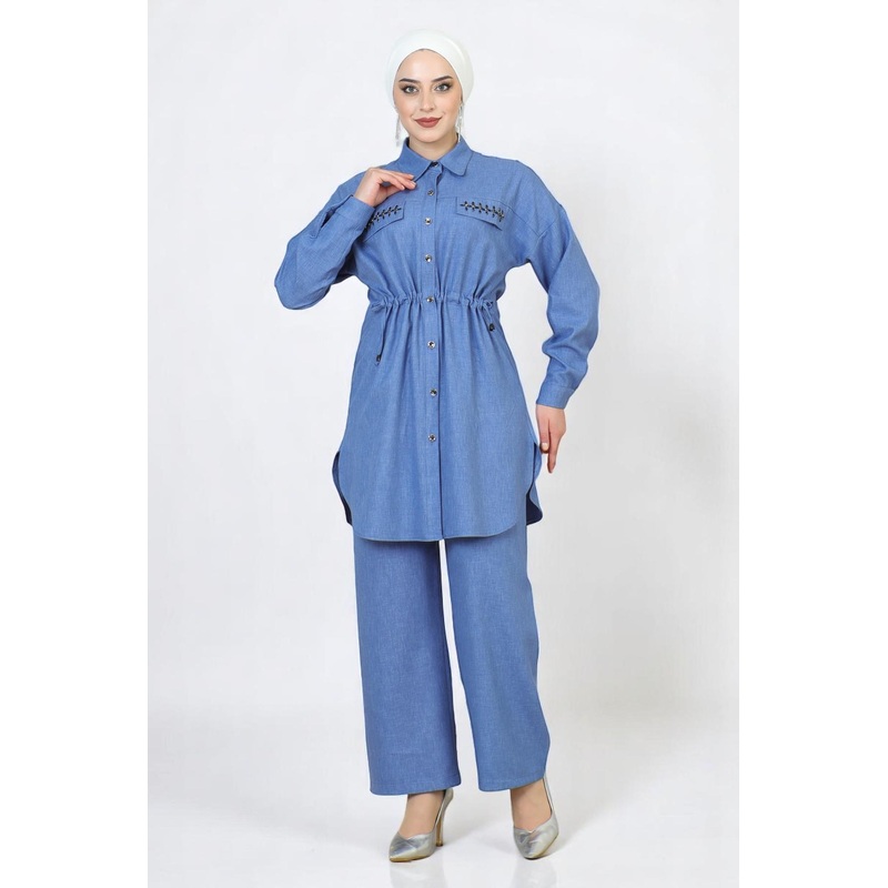 Tied Waist Suit Blue 19220