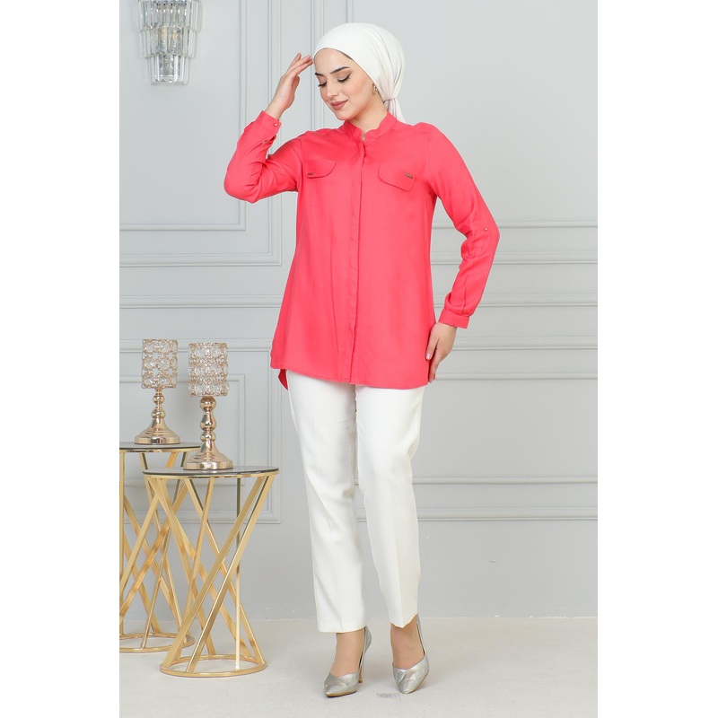 Tunic With Ornamental Pockets, Pomegranate Flower 6104