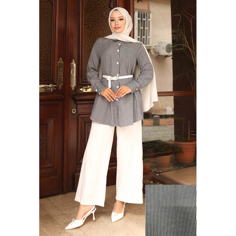 Striped Pocket Detailed Suit Black Msw19242-1