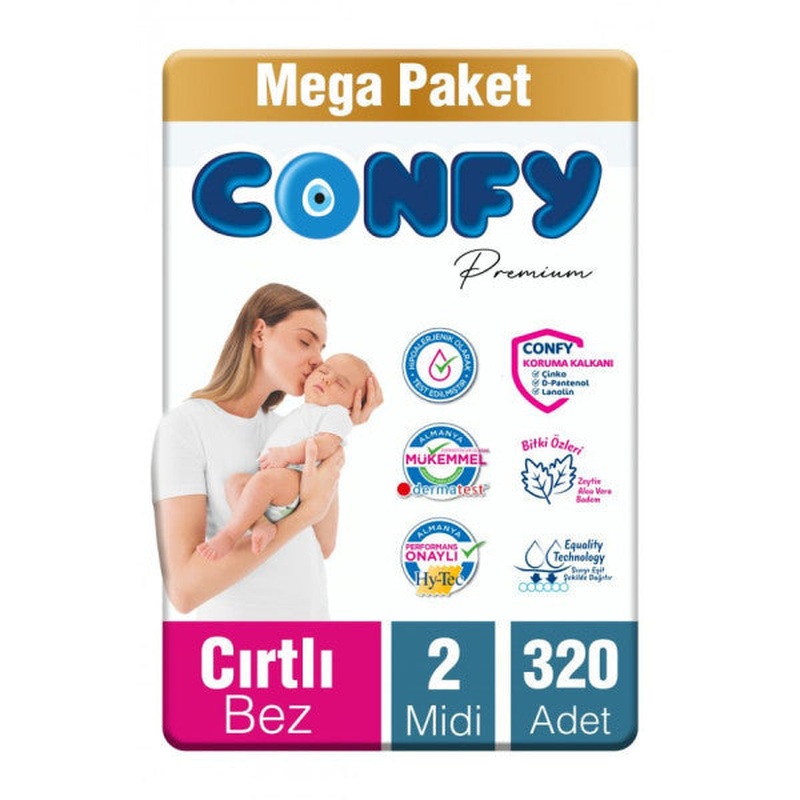 Confy Premium Number 2 Diaper Mini 3 - 6 Kg 320 Pieces