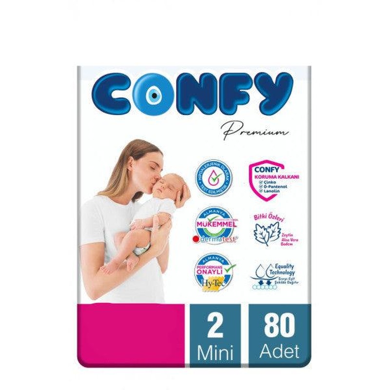 Confy Premium Number 2 Diaper Mini 3 - 6 Kg 80 Pieces