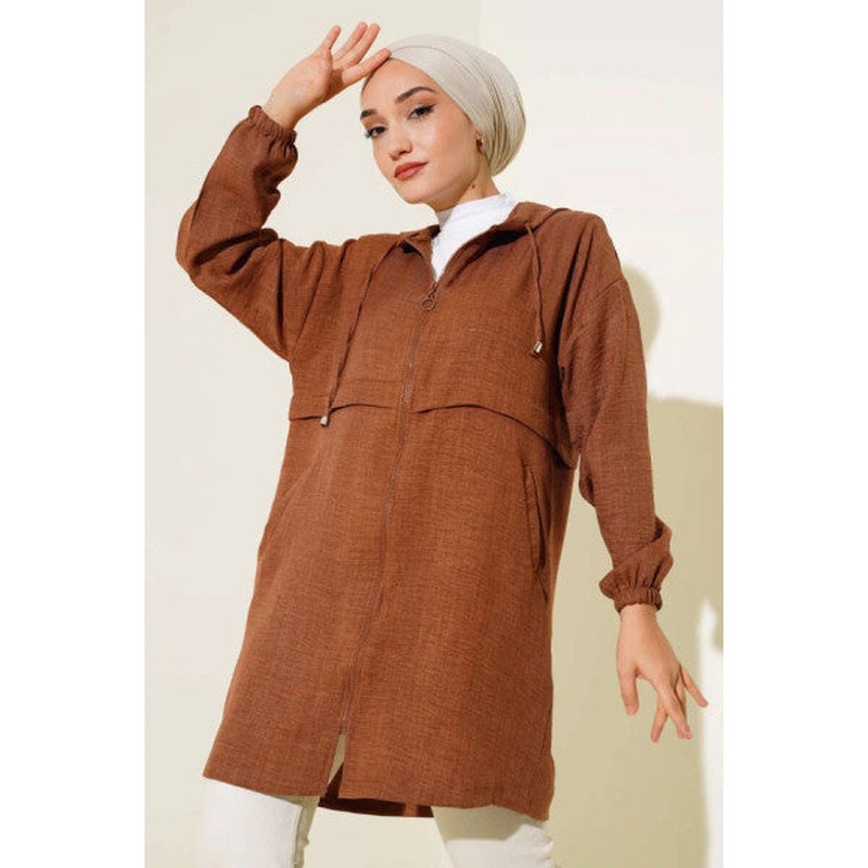 Araboy Hooded Linen Cap Brown