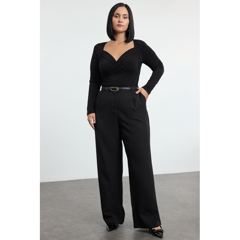 Curve Women's Straight Long Fitted Plus Size Bodysuit
