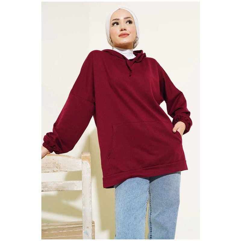 Hooded Oversize Sweat Claret Red