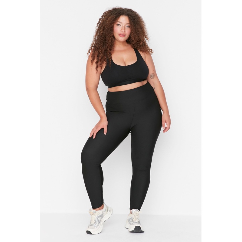 Curve High Waist Bias Belt Detailed Knitted Sport Leggings Tbbaw23Ay00009