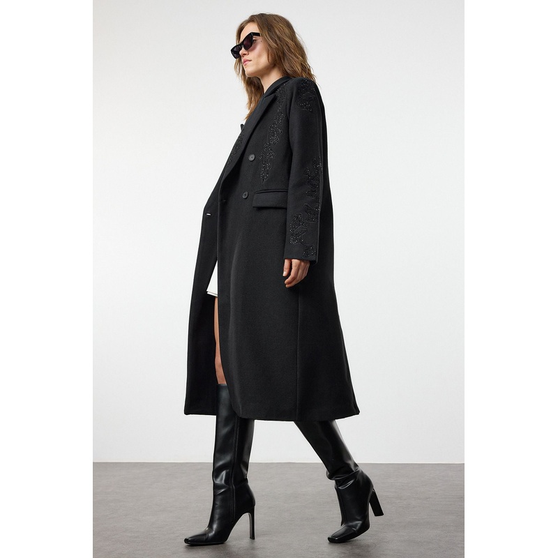 Women's Embroidered / Embroidered Long Regular Coat