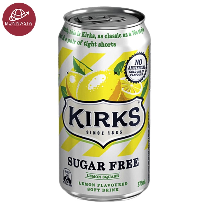 Kirks Lemon Squash Sugar Free  Flavour Soft Drink Can 375ml