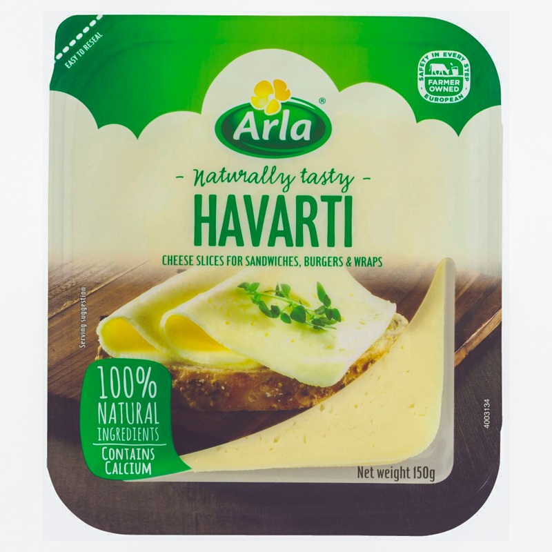 Arla Havarti Cheese Slices For Sandwiches,Burgers & Wraps 150g