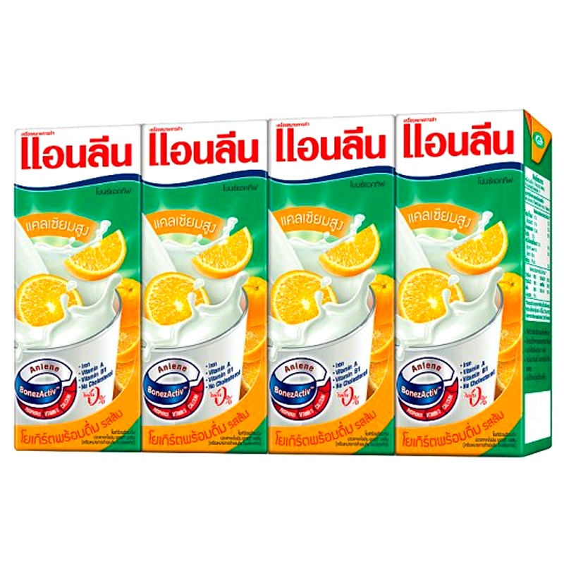Anlene BonezActiv Orange Flavour UHT Drinking Yoghurt 180ml Pack of 4boxes