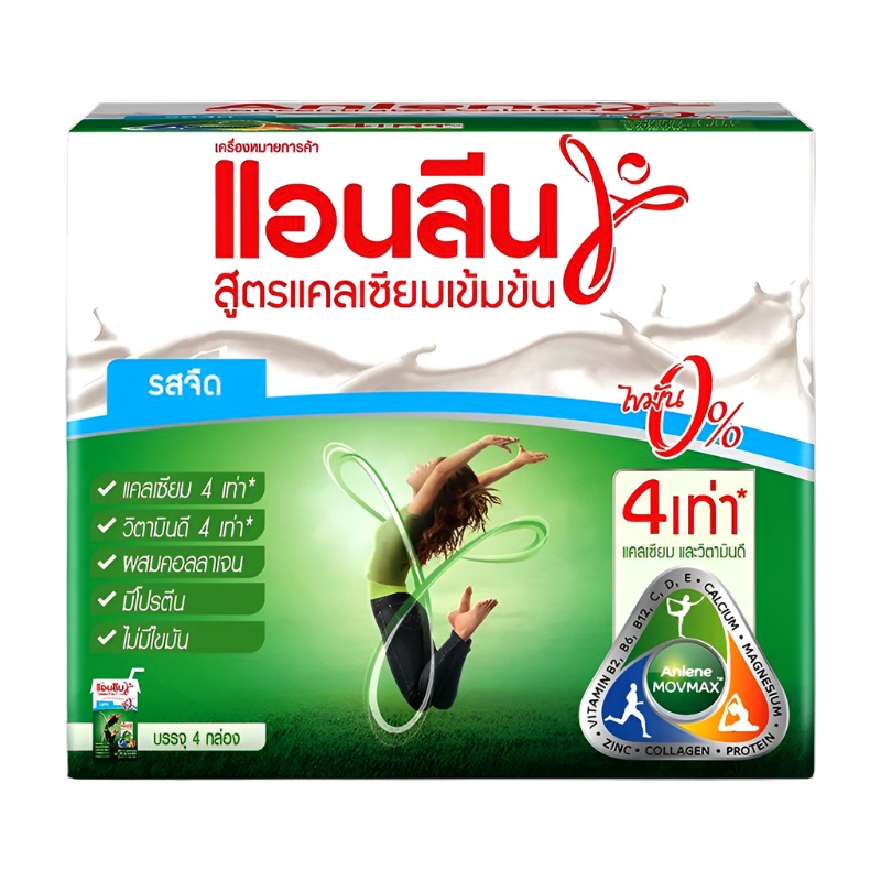 Anlene Plain Non Fat Concentrate Calcium UHT Milk 110ml Pack of 4boxes